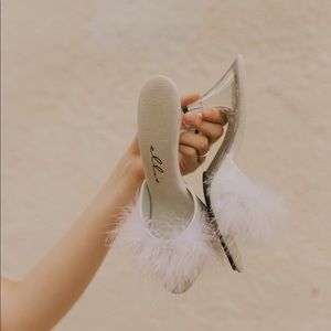 Feather heels with clear heels!